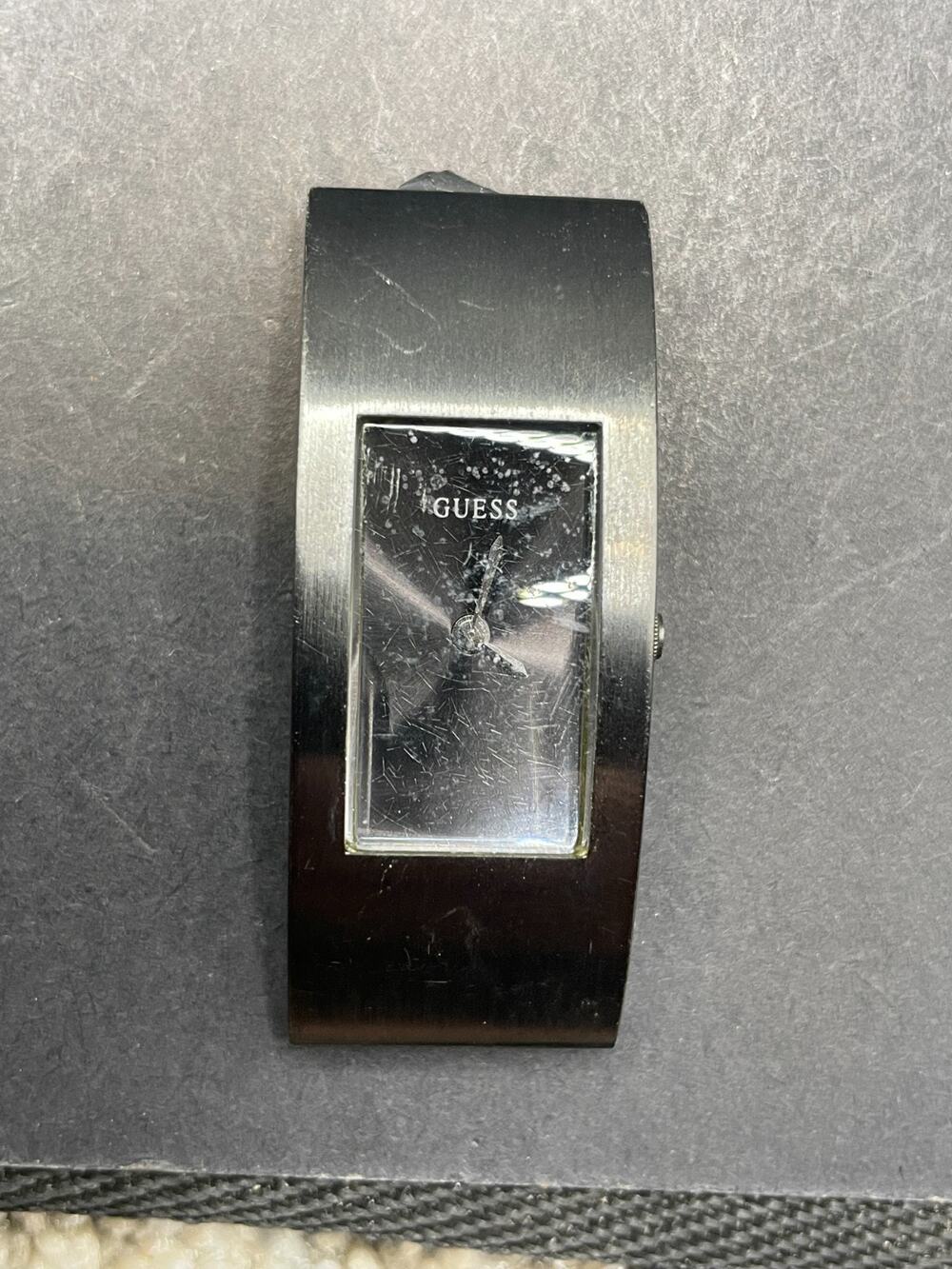 GUESS Women's Tank Watch Vintage Analog Quartz G55935L Silver Tone 17mm No Band
